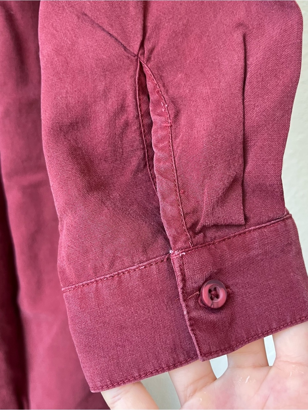 Cloth and Stone Button-Front Shirt Dress in Deep Red - Picture 9 of 10